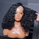 Jerry Curly Half Wig Human Hair Brazilian Deep Wave Curly Half Wig Human Hair 3 IN 1 Seamless Clip Ins Flip Over Drawstring Half Wig 200% Density Full Machine Made for Women Ready to Wear On Clearance Sale Pre Plucked Wig Par