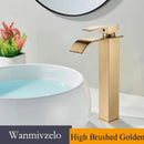 Matte Black Waterfall Bathroom Basin Faucet Above Counter Basin Deck Mounted Cold Hot Water Mixer Single Handle Single Hole Tap