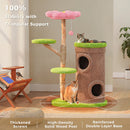 Large Cat Tree with 4 Spacious Condos Thick Scratching Post Flower Top Bed Tall Cat Tower for Indoor Luxury Cat House Bed Toys