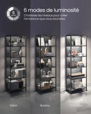 VASAGLE 6-Tier LED Bookcase, Adjustable Light Shelf, Storage Cabinet with Steel Frame, 30.3 x 60 x 178.6 cm, for Living Room