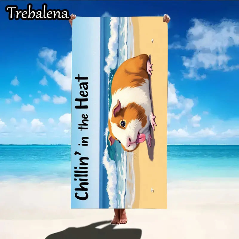 30*60inch Ultra-Soft Beach Towel with Beach Fun Guinea Pig Chillin in The Heat Towel