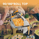 Rovsun 3 Packs Roll Top Chafing Dish Buffet Set Gold Accent,Nsf 9 Quart Rectangular Stainless Steel Chafer, Buffet Servers And