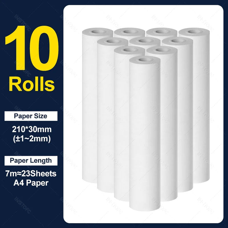 A4 Thermal Paper Thermal Printing Paper 210*30mm for A4 Wireless Bluetooth A40 Portable Printer Paper Rolls