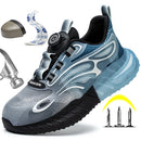 Fashion Sneakers Steel Toe Shoes Work Boots Men Puncture-Proof Safety Shoes Rotating Button Security Protective Shoes Light