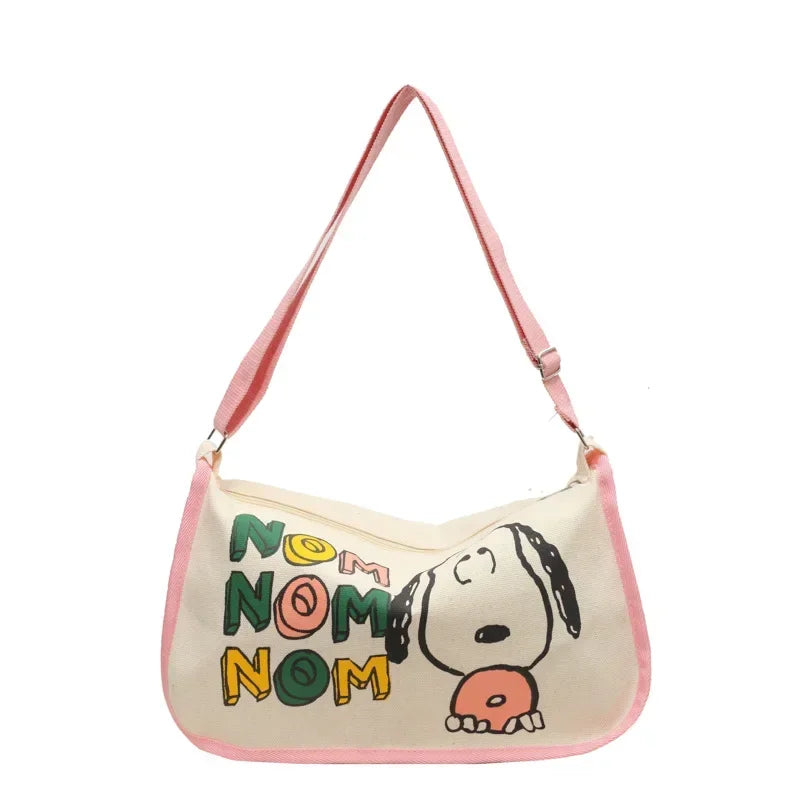 Canvas Bag Women High Capacity Bag Fashion Cartoon Snoopy Handbag Versatile One Shoulder Tote Bag Christmas Present for Girls