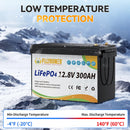 FLLYROWER 12V 300Ah LiFePO4 Lithium Battery Pack With 200A BMS Energy Deep Cycles For Off-Grid Motorhome Solar System RV Boat