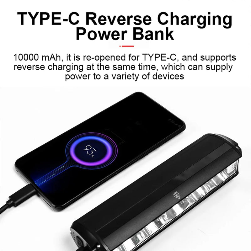 Fivemi Bicycle Light Front 10000mAh Bike Light Power Bank Flashlight USB Charging MTB Road Cycling Lamp Accessories Taillight