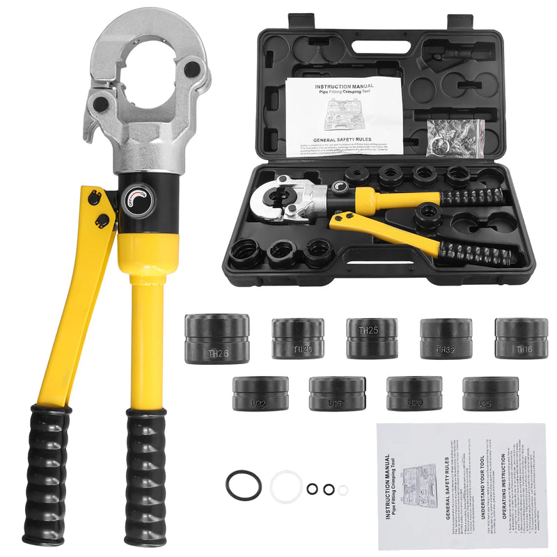 Hydraulic Pipe Crimping Tool Adjustable Crimper with Heavy-Duty Pressure for Copper Stainless Steel PEX Pipes TH V12/15/18/22/28
