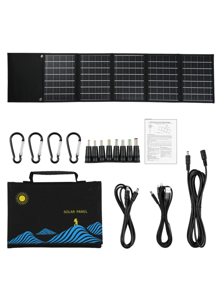 6-Fold 50W Solar Panel Folding Bag Dual USB+DC Output Solar Charger Foldable Solar Charging Device Outdoor Portable Power Supply