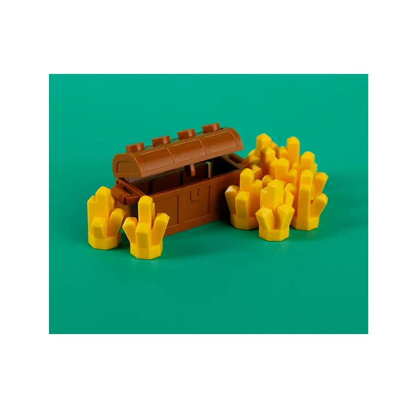 MOC Building Blocks Figures Accessories Cash Dollar Coin Bag Model Gold Silver Bar Colored Diamond Treasure Box Series Coffer