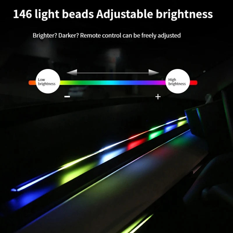APP Full Color Streamer Car Ambient Lights RGB 64 Color Universal LED Interior Hidden Acrylic Strip Symphony Atmosphere Lamp