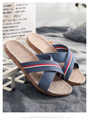 Mntrerm New style slippers Summer home men and women Summer linen lovers Home thick soled anti-skid indoor sandals Female summer