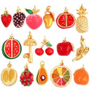 3D Fruit Strawberry Grape Mango Pineapple Water Melon Cherry Banana Charm Pendant , Jewelry Necklace Bracelet Making Supply M15