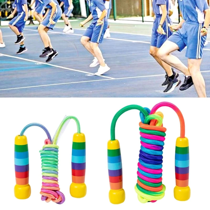 Children Adjustable Skipping Rope with Wood Handle Jump Rope Skipping Kids 2.5m/5m Adjustable Rope Skipping Fitness Rope