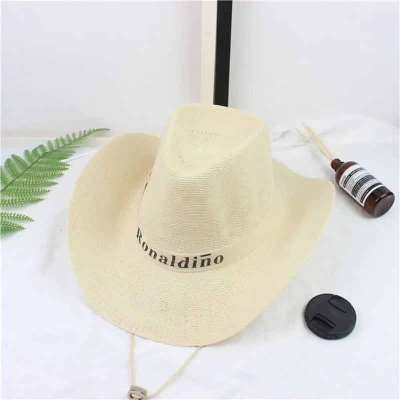 Straw Sun Hat Mens Womens Casual Breathable Cowboy Wide Brim Jazz Hat Sun Protection Fashion Beach Caps Summer