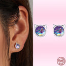 Bamoer Cute Romantic Fairy Elevs Exquisite Stud Earrings for Women Genuine 925 Sterling Silver Rainbow Ear Studs Luxury Jewelry