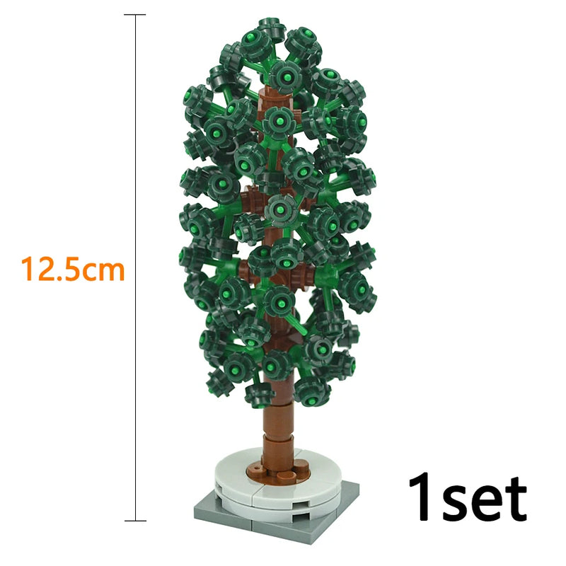 Trees Building Blocks City MOC Pine Tree Plant Set Spruce Farm Street Scene Garden View Assembly 3778 Bricks Educational Kid Toy