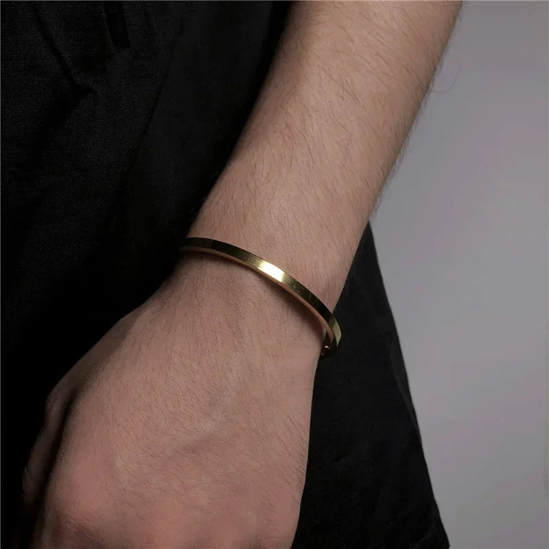 Men Bracelets Fashion Cuff Bracelets Bangles Women Stainless Steel Gold Color Silver Color Black Bangle  Bracelet Luxury Jewelry