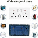 Double Wall Plug Socket 2 Gang 13A w/ 2 Charger USB Ports Outlets Flat Plate UK
