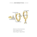 CANNER 925 Sterling Silver 3PCS Triple Zircon Wearable Hoop Earrings For Women Minimalism Ins Earrings Fine Jewelry Party Gift