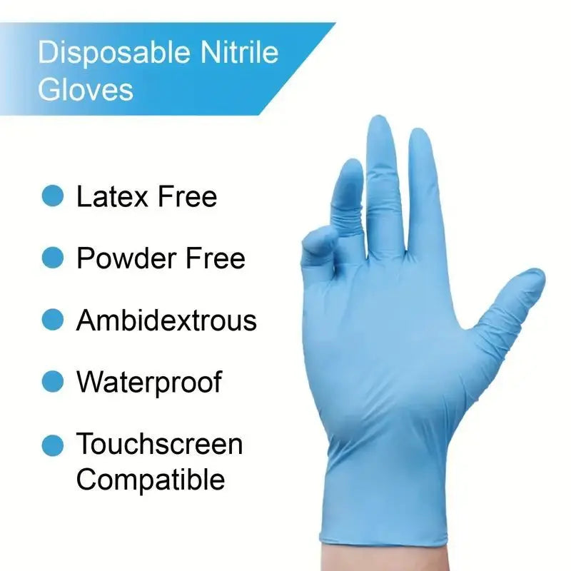 20pcs Disposable Blue Nitrile Gloves For Kitchen Disposable Latex Gloves, Oil-Proof Gloves, Multi-Functional Washing Gloves