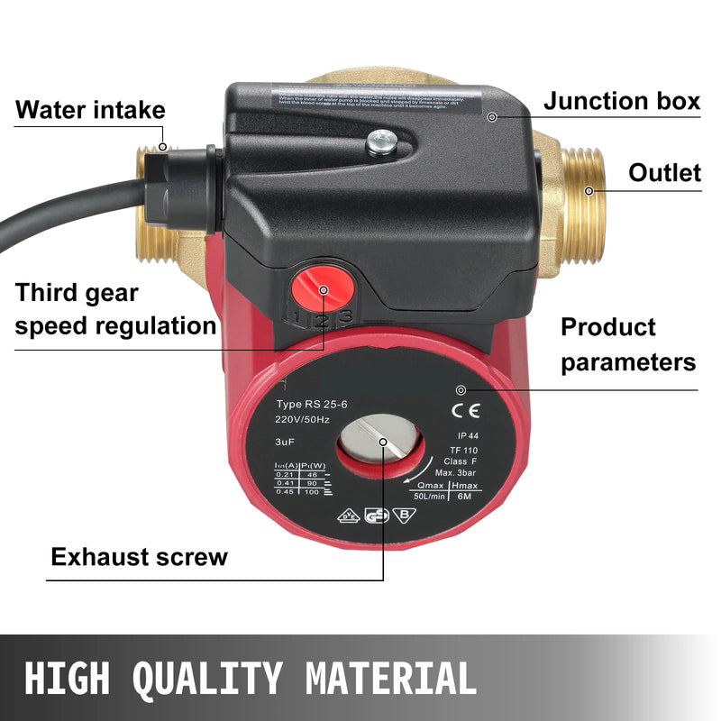 SucceBuy Hot Water Circulation Pump 0.6-Inch 220V 5.3 GPM 90W Water Pump 0.8A for Automatic Shower Washing Machine for Home Use