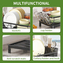 Black Single Layer Dish Rack, Drainer Rack,  Dish Drying Rack，Steel Plate and Bowl Organizer, 50 x 25 x 20 cm