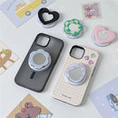Cute 3D Love Heart Flower For Magsafe Wireless Charge Phone Griptok Grip Tok For iPhone15 14 Magnetic Case Folding Finger Stand