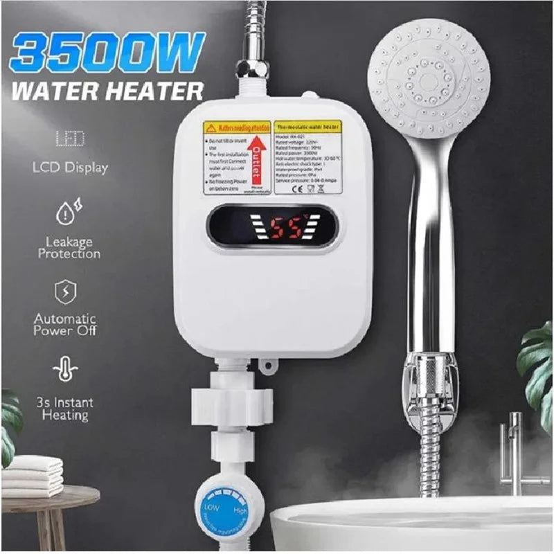 Instant Water Heater Shower Bathroom Faucet Plug Hot Water Heater 3500W Digital Display For Country House