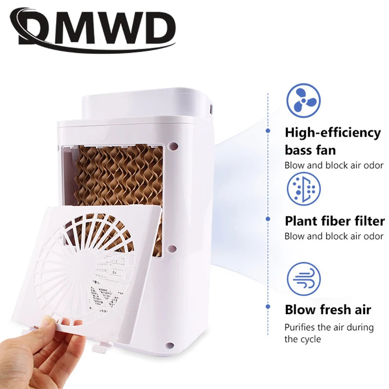 DMWD Cold Air Conditioning Blower Water Circulation Refrigeration Cooling Mattress Cooler Ice Pad Humidifier Conditioner Fan EU