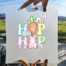 15cm New Easter Egg Rabbit Iron On Heat Transfer Stickers For Clothes DTF Pinted Vinyl Thermal Appliques Washable T-Shirt Decal