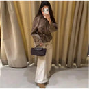 Chic Grid Belt Women's Coat Double Breasted Lapel Lace-Up Long Sleeve Lady Coats 2026 Autumn Fashion Female Vintage Jacket Lady
