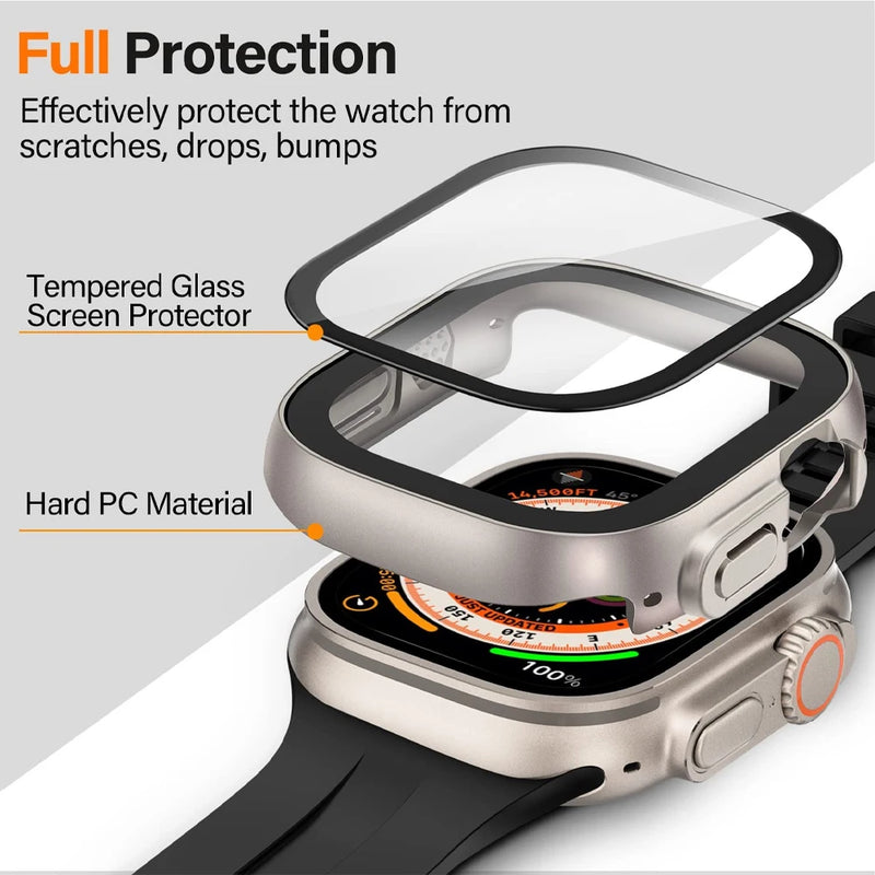 Cover For Apple Watch Case Ultra 2 49mm Accessories PC Shockproof Bumper+Tempered Glass Screen Protector iwatch Series Ultra 2 1