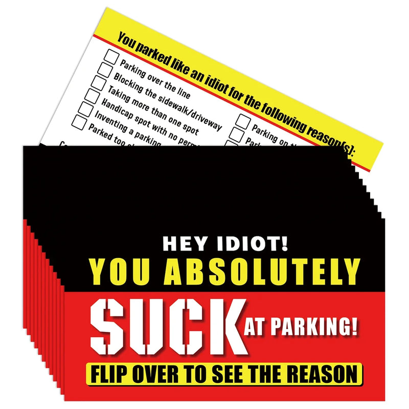 (Pack Of 50)Bad Parking Cards  You Parked Like An Idiot Business Cards 3.54"x1.97" For Funny Parking Violation Prank Notice Gag