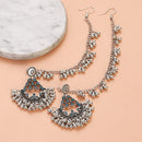 Antique Silver Color Geometric Earrings Women 2024 Ethnic Multicolor Crystal Beads Tassel Pendientes Wedding Jewelry Gift