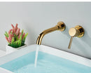 Black Basin Faucet Wall Mounted Gold 360° Rotating Bathroom Sink Faucets Embedded Hot Cold Water Mixer Tap Dual Hole Basin Crane