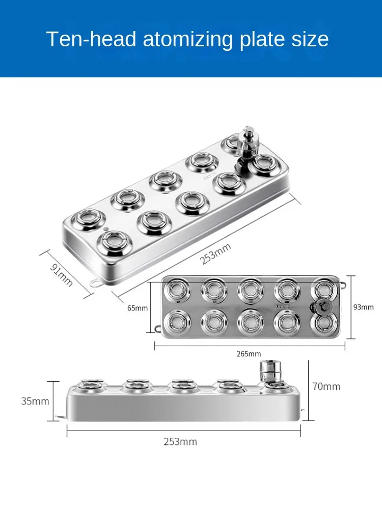 DC48V Ultrasonic Industrial Humidifier 10/12 Head Fog Sprayer Fogger Mist Maker Greenhouse Fog Generator Without Power Supply