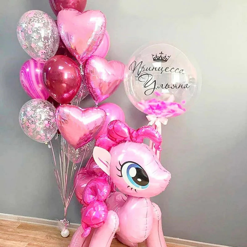 New 100*97CM Pink Horse Pony Unicorn Balloon Happy Birthday Unicorn Party Helium Balloons Kid Animal Toy Globo Party Decoration