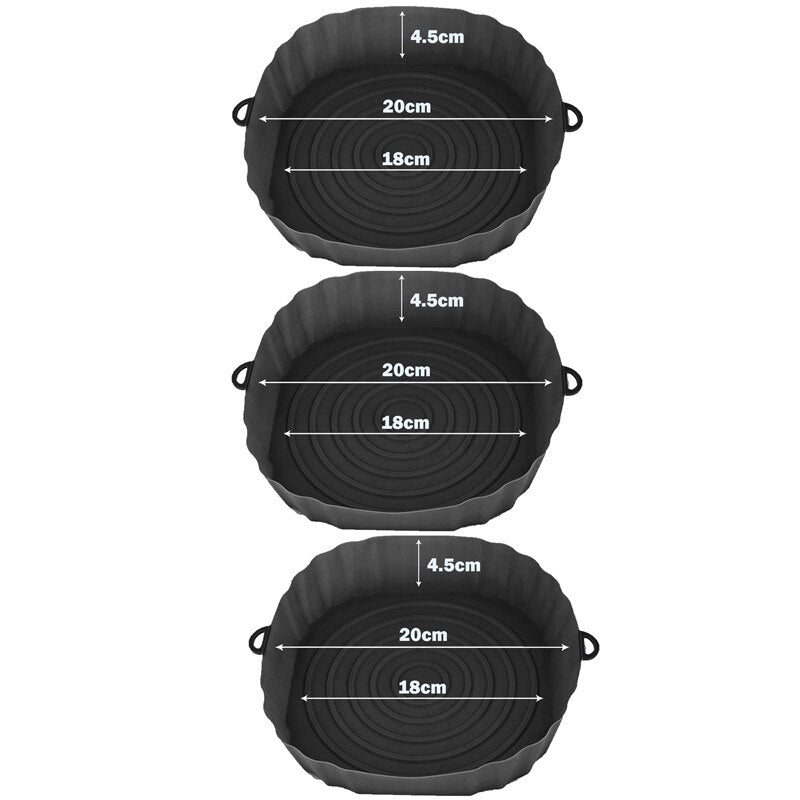 3Pcs/Lot Air Fryers Silicone Pot Chicken Basket Mat For AirFryer Oven Baking Tray Round Replacemen Grill Pan Accessories