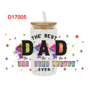 3D UV DTF Transfers Aufkleber 16oz Becher Wraps Papa Vatertag Bedruckt für DIY Glas Keramik Metall Leder Etc. D16893