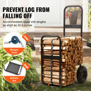 SucceBuy Firewood Log Cart Outdoor and Indoor Wood Rack Storage Mover with Wheels Heavy Duty Steel for Fireplace Fire Pit Black