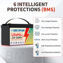 12V 100Ah Lifepo4 Lithium Battery 100A BMS for RV Solar Marine Trolling Motor Backup Power Group 31 Deep Cycle Lithium Batteries