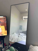 CASSILANDO Full Length Mirror 65" * 24 ", Floor Standing Mirror, Black Metal Frame Mirror， Full Body Mirror