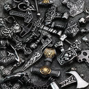 Norse Vikings Thor's Hammer Mjolnir Scandinavian Rune Amulet Necklace Stainless Steel Chain Vegvisir Anchor Pendant Male Jewelry