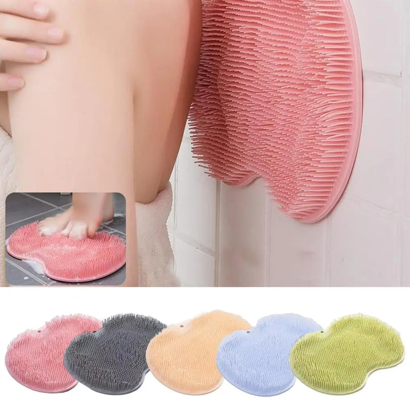 Silicone Exfoliating Shower Foot Wash Massager Scraper Non-Slip Suction Cup Bath Mat Back Massage Brush Body Cleaning Bath Tool