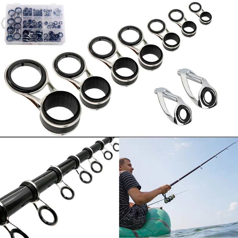 Sougayilang 50pcs/box Top Fishing Rod Rings Multi-size Ceramic Stainless Steel Fishing Rods Guide Ring Set Eye Rod Accessories
