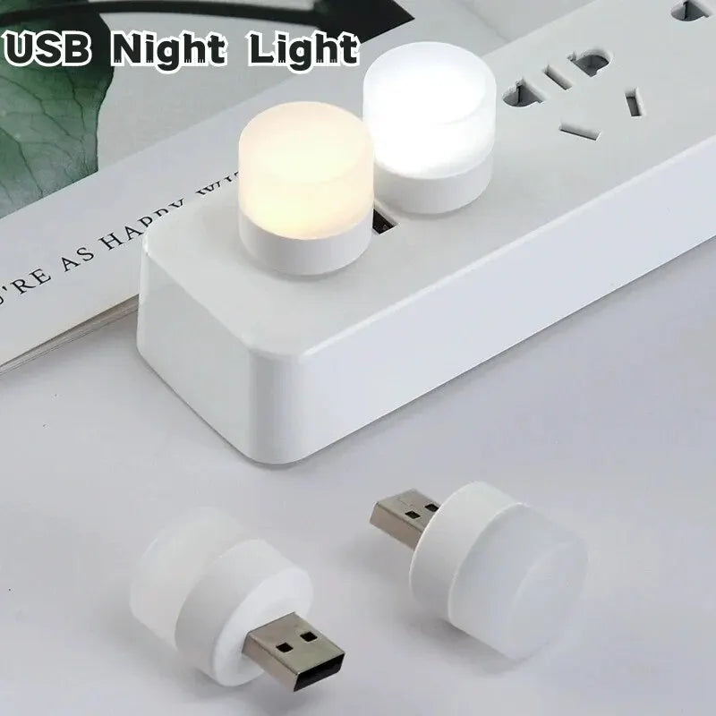 10 Pieces USB Night Light Warm White LED Plug-In Light Bulb Portable Home Environment Light Energy-Saving Reading Night Light