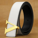 2024 New Temperament Business Men's Belt Letter Metal Button Head Versatile Decorative Jeans Dress Business Men's Belt