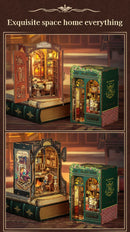 CUTEBEE DIY Book Nook Kit Miniature Dollhouse with Light Wooden Bookshelf Insert Retro Booknook Decor for Gifts Bookshop Series