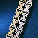CUC Iced Out Byzantine Link Bracelet Cubic Zirconia Gold Color Men Hiphop Chain Fashion Rock Jewelry 13mm